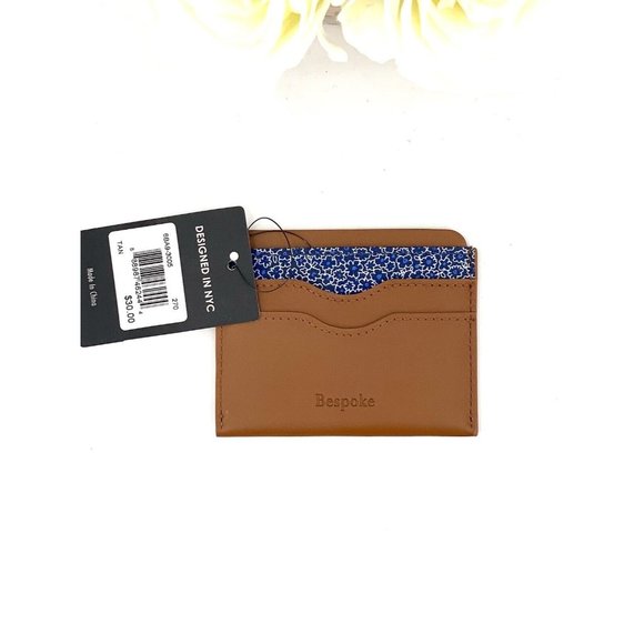 Bespoke Unisex Tan Leather Card Holder Wallet Leather NEW MSRP $30 - Picture 4 of 6
